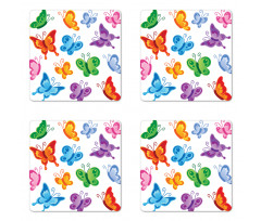 Colorful Ornate Wings Coaster Set Of Four