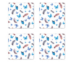 Feathers and Butterfly Coaster Set Of Four