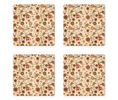 Spring Motif Paisley Coaster Set Of Four