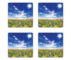 Flowers Cloudy Sky Coaster Set Of Four