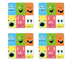 Colorful Blocks Emoticon Coaster Set Of Four