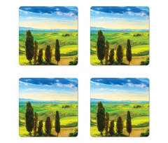 Rural Sunset in Italy Coaster Set Of Four