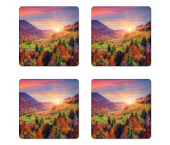 Morning in Mountain Tree Coaster Set Of Four