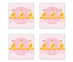 Lotus Flower Ethnic Art Coaster Set Of Four