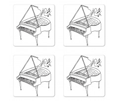 Monochrome Piano Drawing Coaster Set Of Four