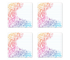 Hand Drawn Swirls Stars Coaster Set Of Four