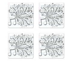 Sketchy Notebook Doodles Coaster Set Of Four