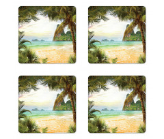 Palm Coconut Trees Beach Coaster Set Of Four