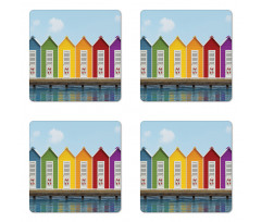 Colorful Cabins Sea Coaster Set Of Four