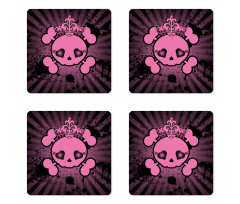 Skull Grunge Pop Art Coaster Set Of Four