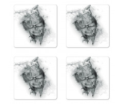 Smoky Skull Grungy Art Coaster Set Of Four