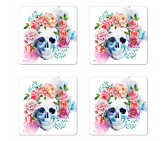 Floral Colorful Skeleton Coaster Set Of Four