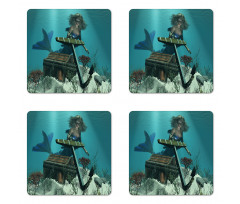 Ocean Mythical Pirate Coaster Set Of Four