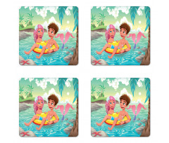 Cartoon Tropical Love Coaster Set Of Four