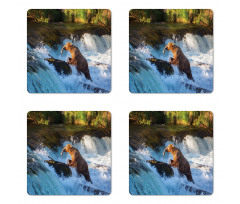 Alaska Waterfall Wildlfie Coaster Set Of Four