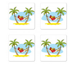 Hammock Palm Tree Shade Coaster Set Of Four
