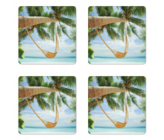 Ocean Sandy Shore Palm Coaster Set Of Four