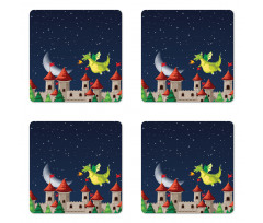 Castle and Flying Dragon Coaster Set Of Four