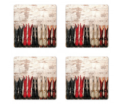 Rustic Wild West Boots Coaster Set Of Four