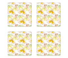 Soft Butterflies and Leaves Coaster Set Of Four