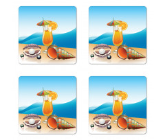 Seascape Summer Beach Coaster Set Of Four