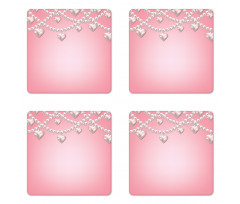 Heart Pearl Necklace Coaster Set Of Four