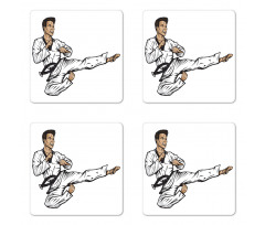 Senpai with Black Belt Kick Coaster Set Of Four