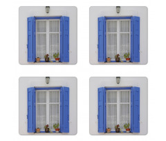 Shutters Flowers Window Coaster Set Of Four