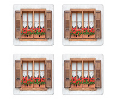 European Rustic Shutters Coaster Set Of Four