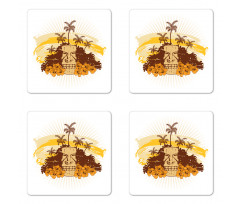 Retro Tropical Tiki Coaster Set Of Four