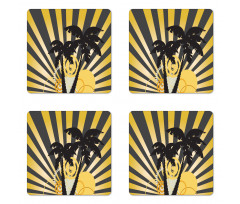 Contemporary Palm Trees Coaster Set Of Four