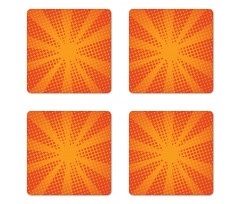 Half Tone Dots Retro Rays Coaster Set Of Four