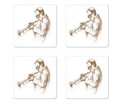 Sketchy Solo Jazz Band Coaster Set Of Four