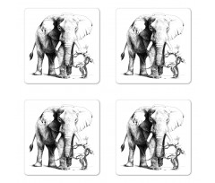 Big Mammal Sketch Coaster Set Of Four