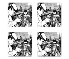 Jazz Band in New York Coaster Set Of Four