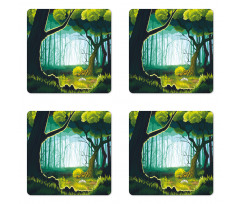 Forest View Outdoor Scene Coaster Set Of Four