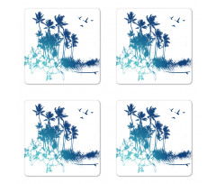 Hibiscus Flower Trees Coaster Set Of Four