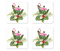 Flamingo and Flowers Coaster Set Of Four