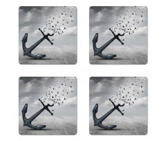 Flying Seagulls Grey Coaster Set Of Four