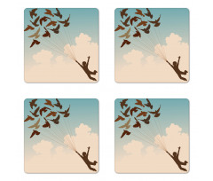 Flying Pigeons Birds Coaster Set Of Four