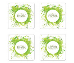 Green Leaves Corolla Circle Coaster Set Of Four