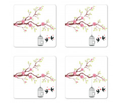 Roses Blossoms Birds Coaster Set Of Four