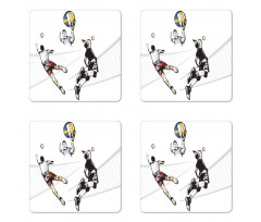 Players Hitting the Ball Coaster Set Of Four