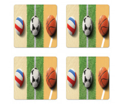 Sportive 3 Sports Activities Coaster Set Of Four