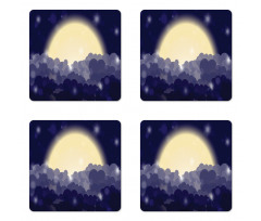 Cloudy Sky View at Night Coaster Set Of Four