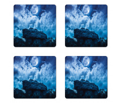 Cliff Under Cloudy Night Coaster Set Of Four