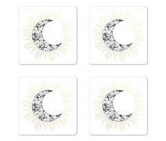 Crescent with Roses Art Coaster Set Of Four