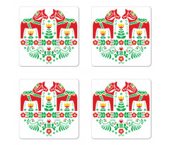 Flora Dala Horse Coaster Set Of Four