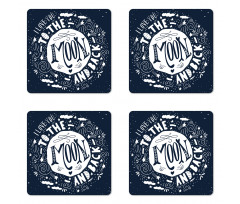 Celestial Bodies Clouds Art Coaster Set Of Four