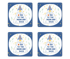 Space Travel Cloud Stars Coaster Set Of Four